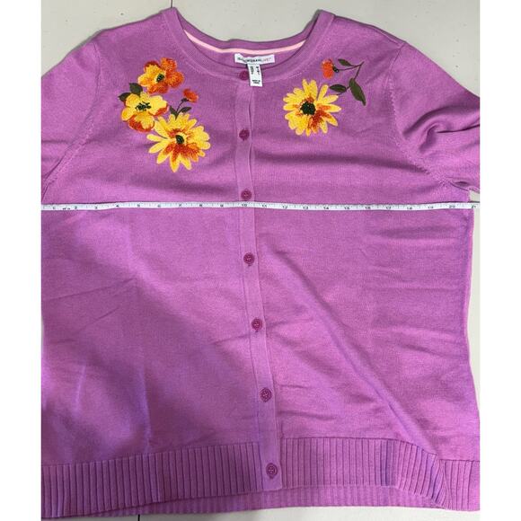 QVC Isaac Mizrahi Live! Floral Embroidered Cardigan Color Orchid Size M NWT - Picture 9 of 10